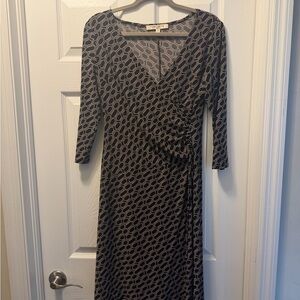 Evan Picone Black and Cream Geometric Dress